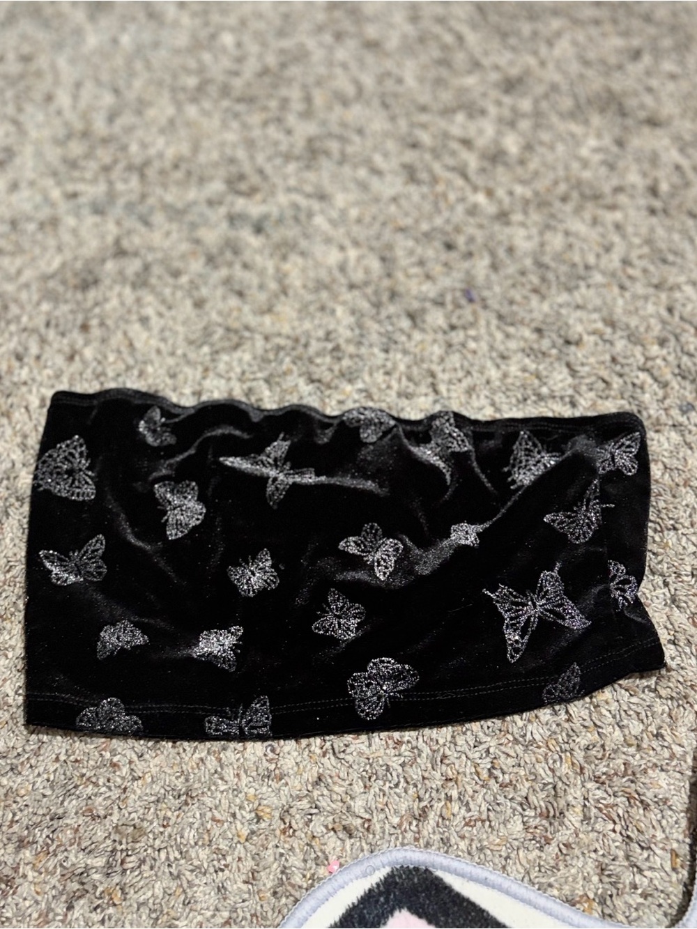 Black Velvet Butterfly Tube Top